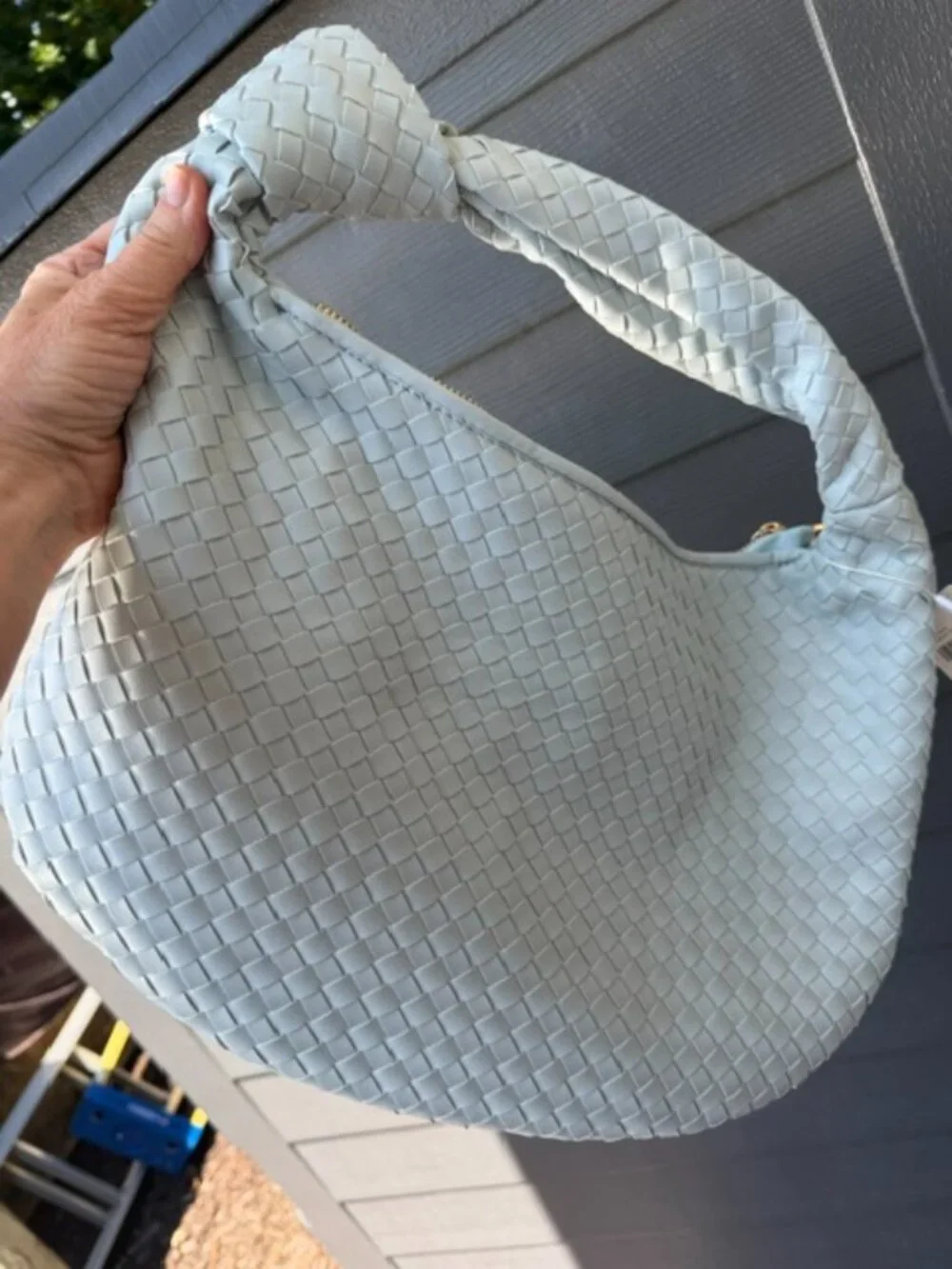 Melie Bianco Woven Hobo Shoulder Bag in Ocean Blue